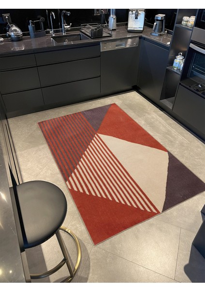 Çizgili Üçgen Geometrik Desenli Dokuma Taban Halı MIRAVIP336