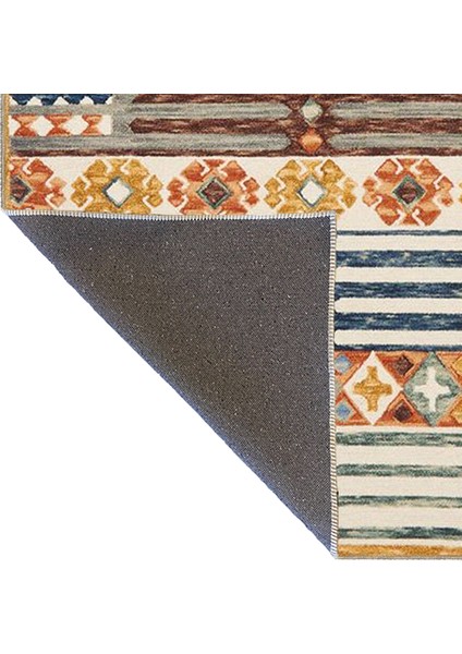 Turuncu Tonlarında Çiçekli Üçgen Desenli Dokuma Taban Halı MIRAVIP335 fırsatları