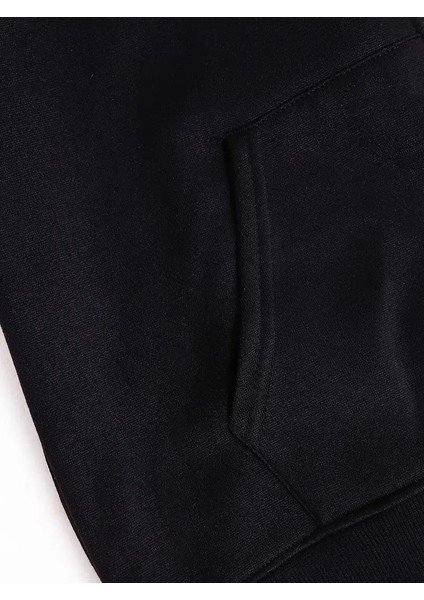 Cute Cat Baskılı Oversize Fermuarlı Siyah Kapüşonlu Hırka modelleri