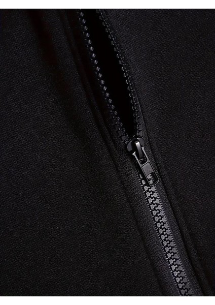 Cute Cat Baskılı Oversize Fermuarlı Siyah Kapüşonlu Hırka fırsatları