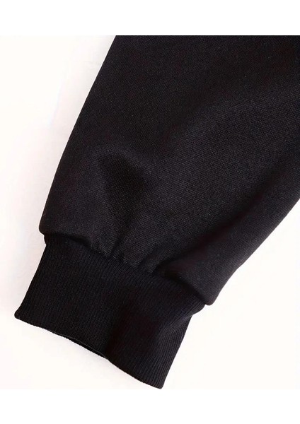 Cute Cat Baskılı Oversize Fermuarlı Siyah Kapüşonlu Hırka indirimleri