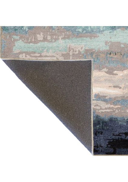 Pastel Boyalı Mavi Tonlarda Desenli Dokuma Taban Halı MIRAVIP386 fırsatları