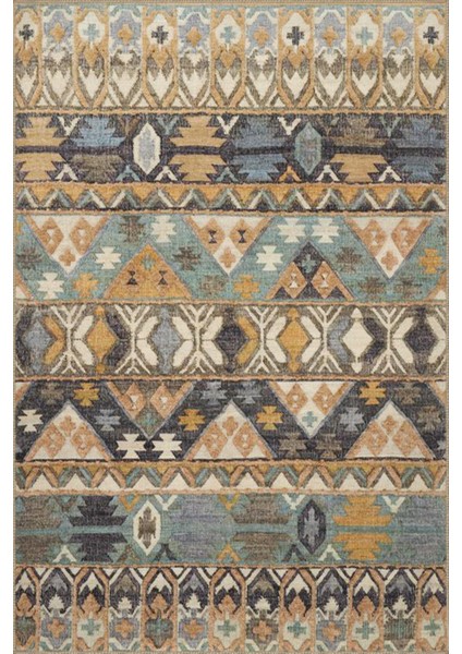 Kahve Tonlarda Geometrik Desenli Dokuma Taban Halı MIRAVIP389