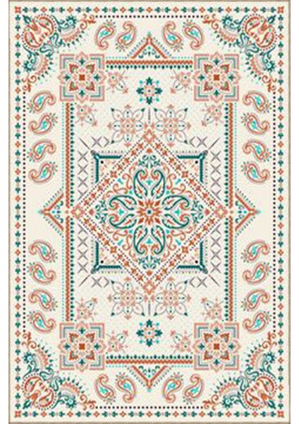 Geometrik Desenli Krem Tonlarında Dekoratif Halı MIRAVIP398 fiyatları