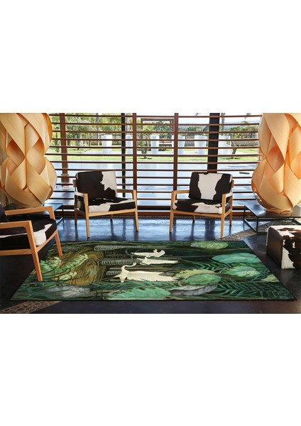 Yeşil Yapraklar ve Kuş Hayvan Desenli Dekoratif Halı MIRAVIP431 modelleri