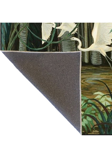 Yeşil Yapraklar ve Kuş Hayvan Desenli Dekoratif Halı MIRAVIP431 fırsatları