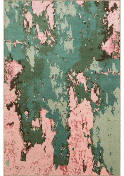 Pastel Boyalı Pembe Yeşil Modern Dekoratif Halı MIRAVIP471 fiyatları