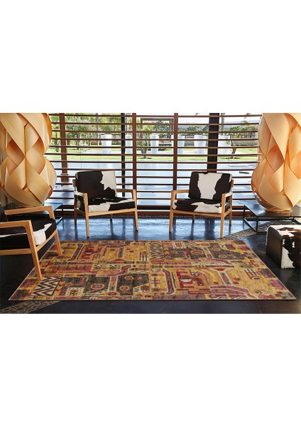 Kahverengi Tonlarda Modern Desenli Dekoratif Halı MIRAVIP448 modelleri