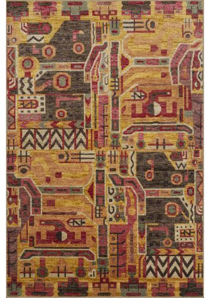 Kahverengi Tonlarda Modern Desenli Dekoratif Halı MIRAVIP448 fiyatları