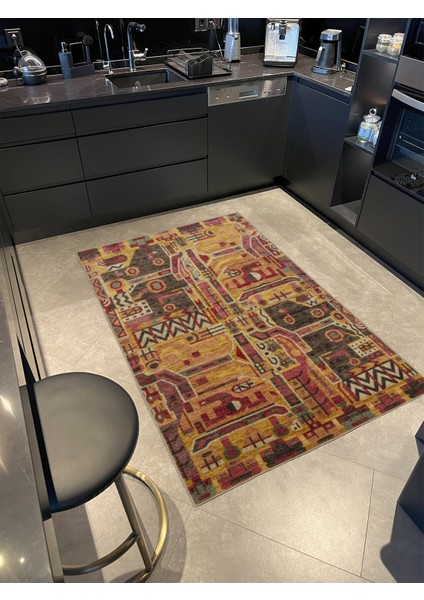 Kahverengi Tonlarda Modern Desenli Dekoratif Halı MIRAVIP448