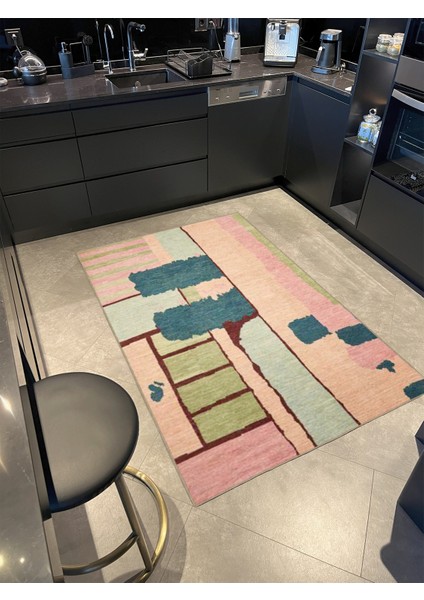 Pembe Tonlarda Modern Desenli Dekoratif Halı MIRAVIP449