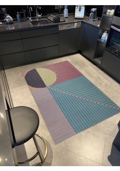 Modern Geometrik Yeşil Renkli Dokuma Taban Halı MIRAVIP485