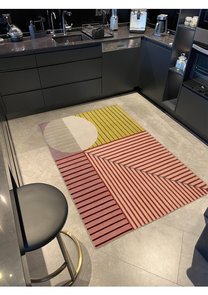 Karışık Renkli Modern Geometrik Dokuma Taban Halı MIRAVIP487