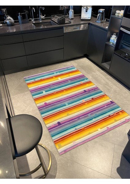 Renkli Çizgili Geometrik Dokuma Taban Halı MIRAVIP493