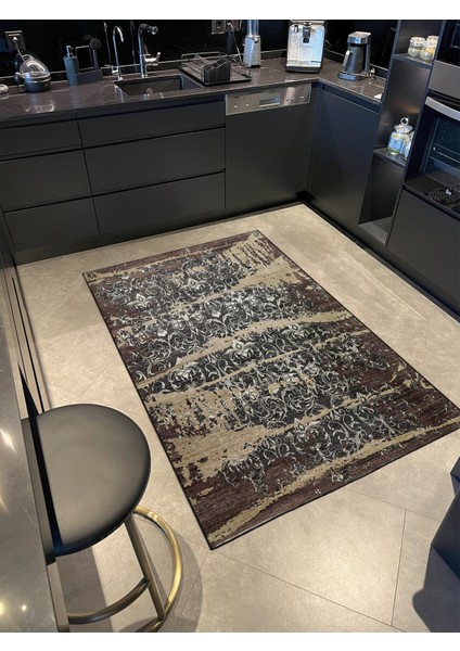 Modern Kahve Renklerinde Kreatif Dokuma Taban Halı MIRAVIP497
