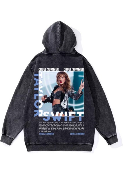 Yıkamalı Taylor Swift Vintage Kapüşonlu Sweatshirt