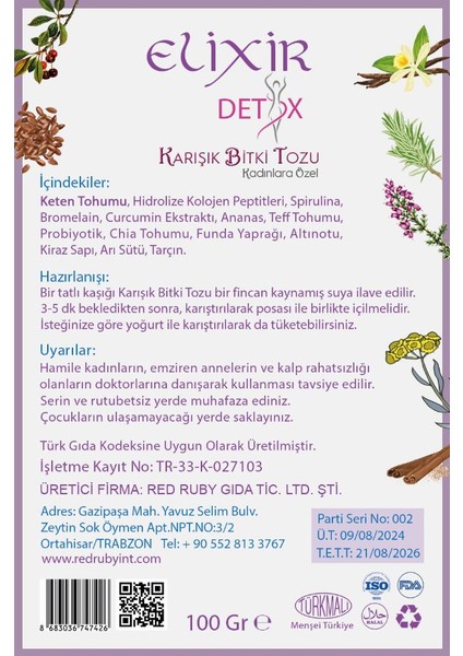 Detox Tozu ( Kadın ) 100 gr
