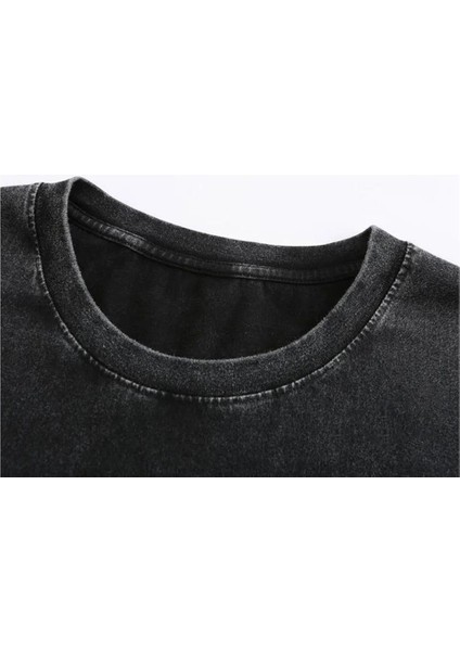 Yıkamalı Dominate Baskılı Oversize Vintage T-Shirt modelleri