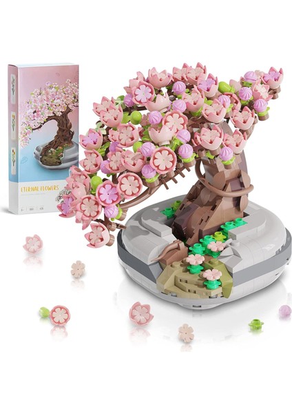 Loz Mini Blok Çiçek Yapım Seti 426 Parça Mikro Bitkiler Japon Çiçeği Ağacı Hediyelik Yapı Oyuncakları Dekoratif Oyuncaklar