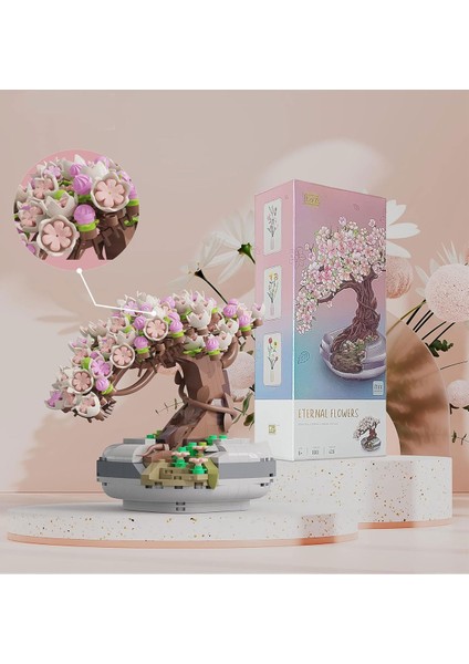 Loz Mini Blok Çiçek Yapım Seti 426 Parça Mikro Bitkiler Japon Çiçeği Ağacı Hediyelik Yapı Oyuncakları Dekoratif Oyuncaklar