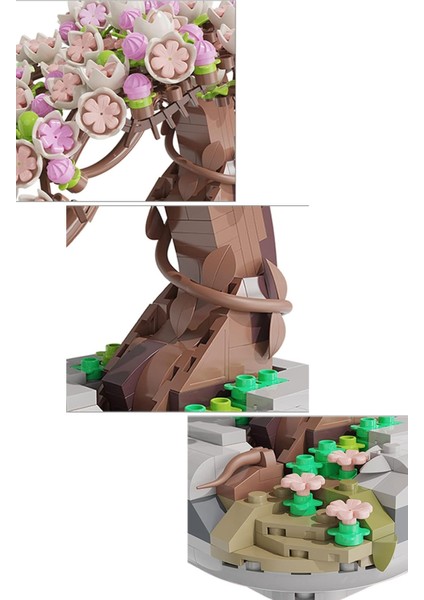 Loz Mini Blok Çiçek Yapım Seti 426 Parça Mikro Bitkiler Japon Çiçeği Ağacı Hediyelik Yapı Oyuncakları Dekoratif Oyuncaklar