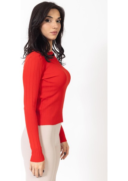 Vs Kadın O Yaka Fitilli Triko Kazak 22 373 Emy 23K Kırmızı fırsatları