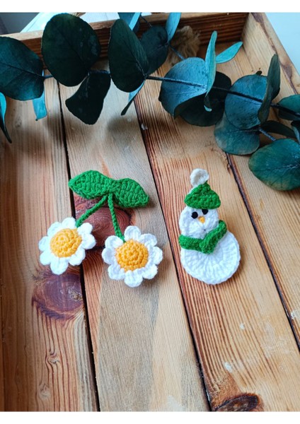 Kardan Adam ve Papatyalı Salkım Çiçek Kız Çocuk Bebek Çıtçıtlı Saç Tokası Seti fiyatları