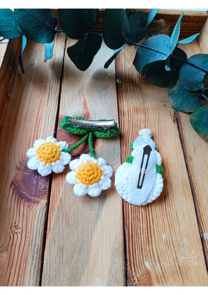 Kardan Adam ve Papatyalı Salkım Çiçek Kız Çocuk Bebek Çıtçıtlı Saç Tokası Seti modelleri