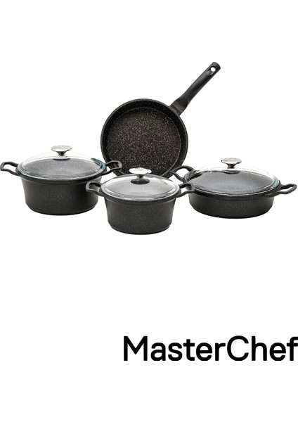 7 Parça Döküm Dik Kulak Tencere Seti - Dayanıklı Yanmaz ve Yapışmaz - Eşit Isı
