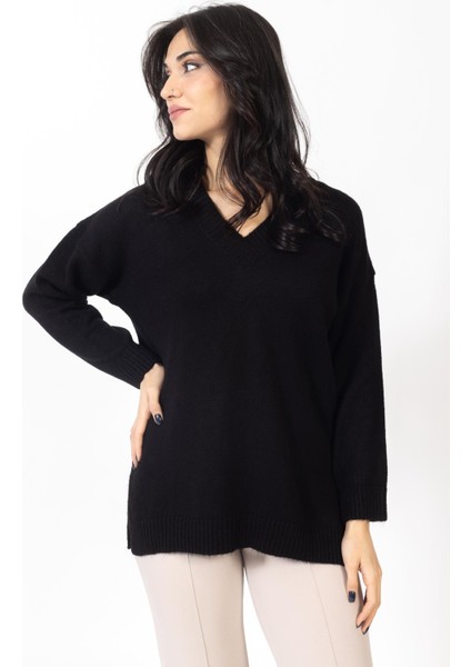 Vs Kadın V Yaka Triko Kazak 23 1153 Emy 23K Siyah fiyatları