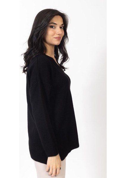 Vs Kadın V Yaka Triko Kazak 23 1153 Emy 23K Siyah fırsatları