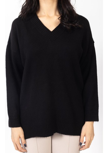 Vs Kadın V Yaka Triko Kazak 23 1153 Emy 23K Siyah indirimleri