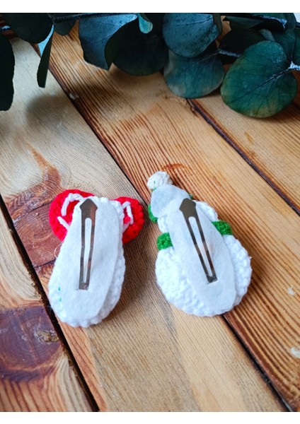 Kalp ve Kardan Adam Figürlü 2 Set Toka Saç Aksesuarı Çıtçıtlı Toka Seti modelleri