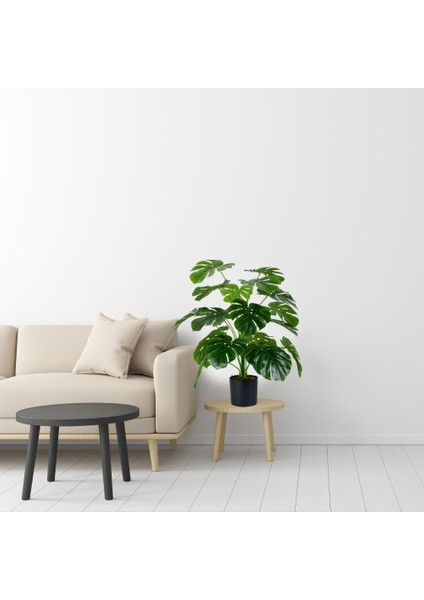 Siyah Saksıda Yapay Monstera Ağacı 60 cm