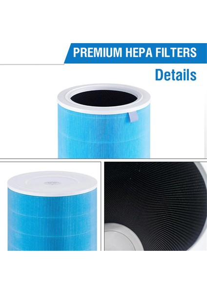 Mi Hava Temizleme Cihazı Için 4 Lite Hepa Filtre Yedek Filtresi 4 Lite Aktif Karbon Filtre Mavi (Yurt Dışından)