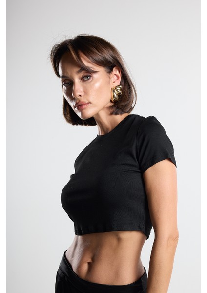 Black Soft Crop Top