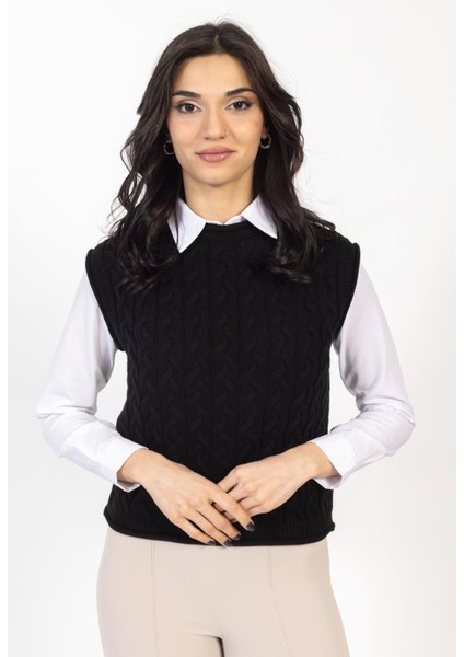 Vs Bayan Triko Kolsuz Kazak 21 359 Emy 23K Siyah