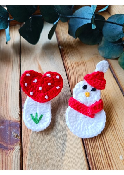 Kardan Adam ve Kalpli Toka Seti 2 Li Kız Çocuk Bebek Saç Aksesuarı Çıtçıtlı Toka fiyatları