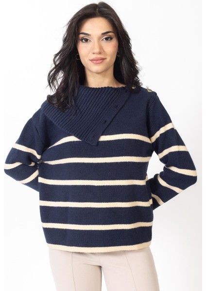 Vs Kadın Bogazlı Triko Kazak 23 464 Emy 23K Lacivert