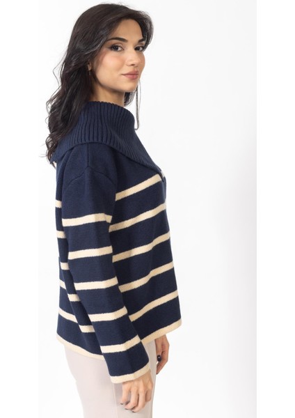 Vs Kadın Bogazlı Triko Kazak 23 464 Emy 23K Lacivert modelleri