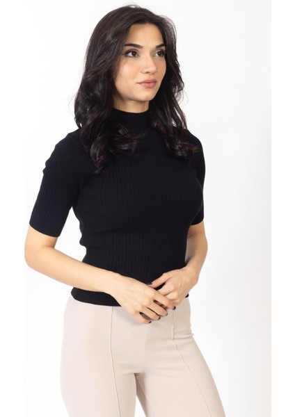 Vs Kadın Yarım Balıkçı Triko Kazak 23 185 Emy 23K Siyah modelleri