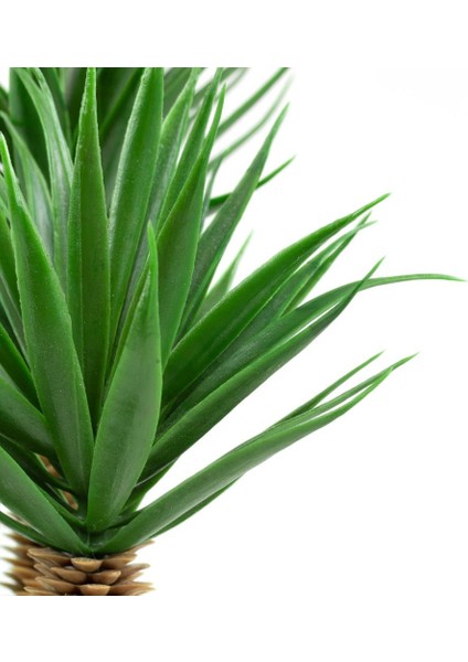 Mermer Görünümlü Yuvarlak Dünya Görünümlü Saksıda Iki Dal Yapay Kaktüs Aloevera