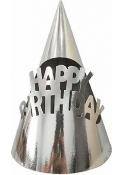 Külah Şapka Metalize Happy Bırthday Gümüş P20