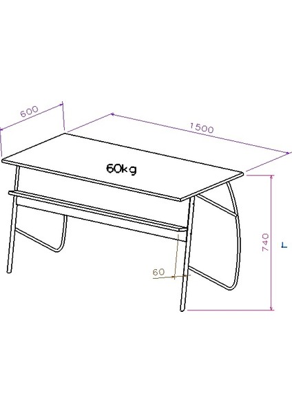 Ella Ofis Masası 150 cm Antrasit