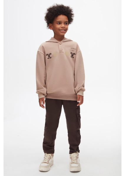 47305 Erkek Çocuk Vizon Mozaik Sweat