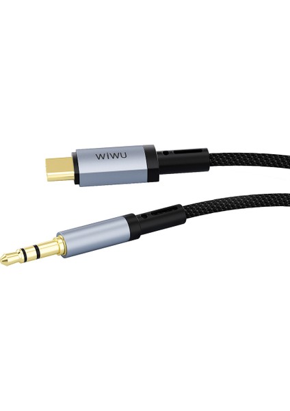 Type-C To 3.5mm Aux Ses Kablosu Wiwu WI-C048 Legend Audio Serisi 1.5m Siyah