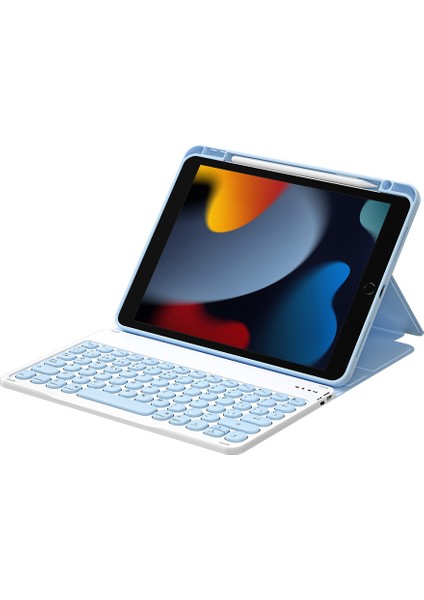 iPad Pro 10.5 7.nesil Uyumlu Klavyeli Kılıf Protective Gizli Kalem Bölmeli Mavi fiyatları