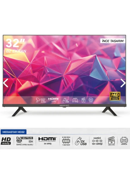 32" 81 Ekran Uydu Alıcılı  HD LED TV