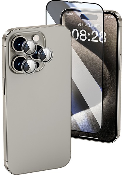 Apple iPhone 16 Pro WI-IP002 2in1 Temperli Cam Ahize Toz Önleyici Ekran ve Kamera Lens Koruyucu Seti