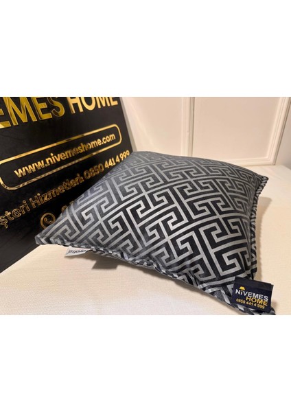 Nivemeshome Monet Zigzag Kırlent Kılıfı Antrasit-Gri 45 x 45